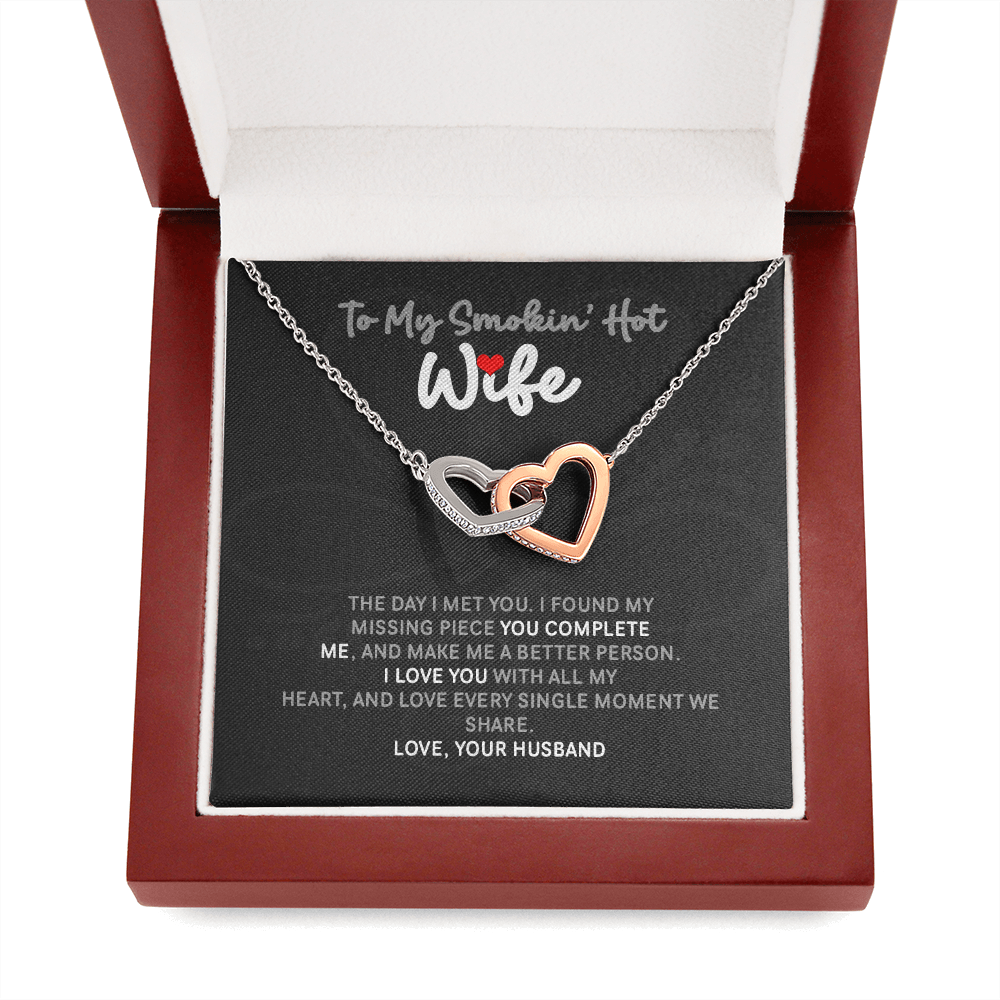 To My Smokin' Hot Wife Interlocked Hearts Necklace