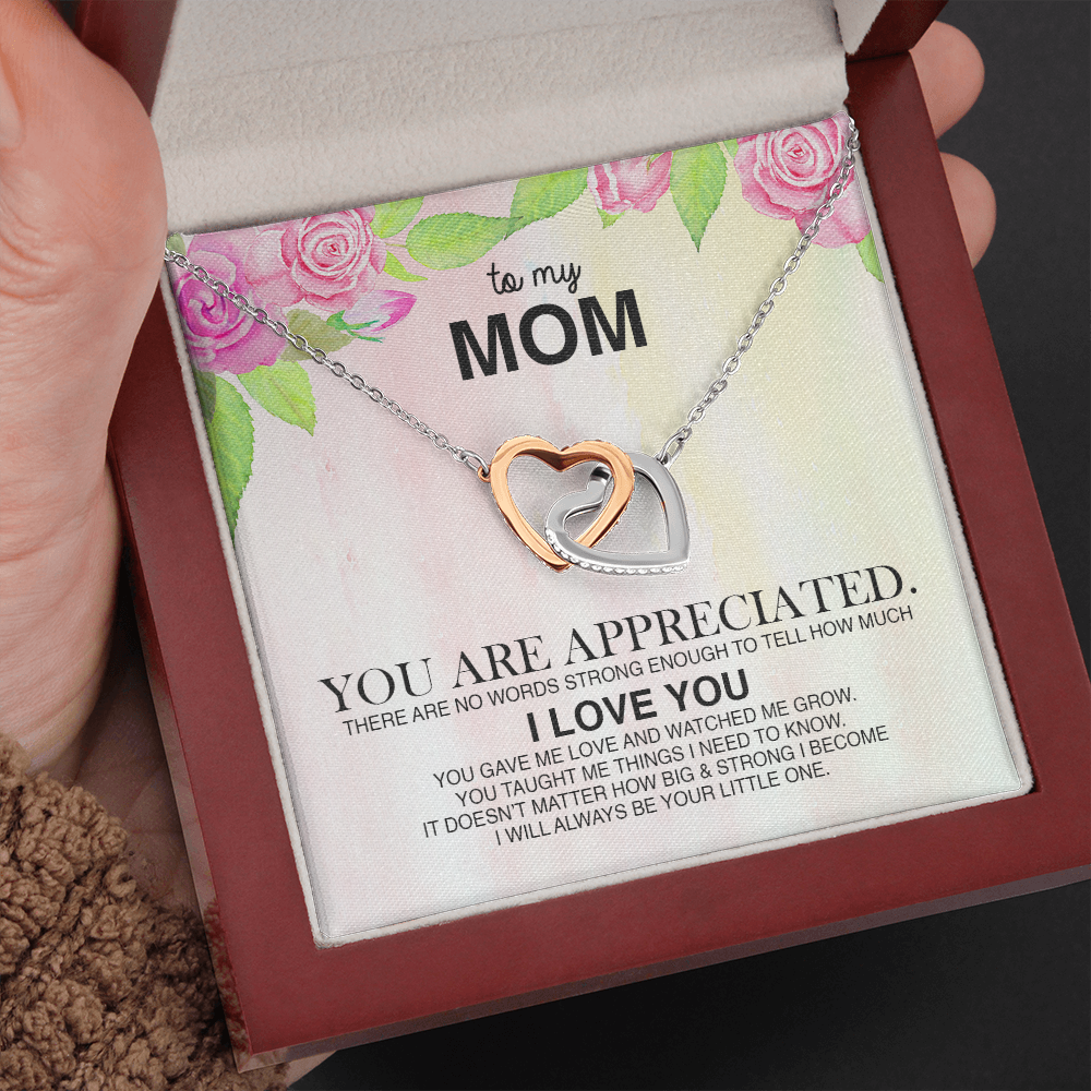 To My Mom You Are Appreciated Interlocking Hearts Necklace