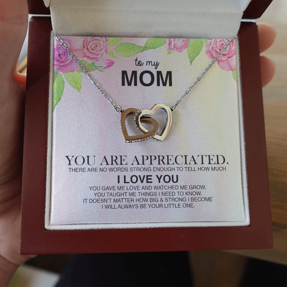 To My Mom You Are Appreciated Interlocking Hearts Necklace