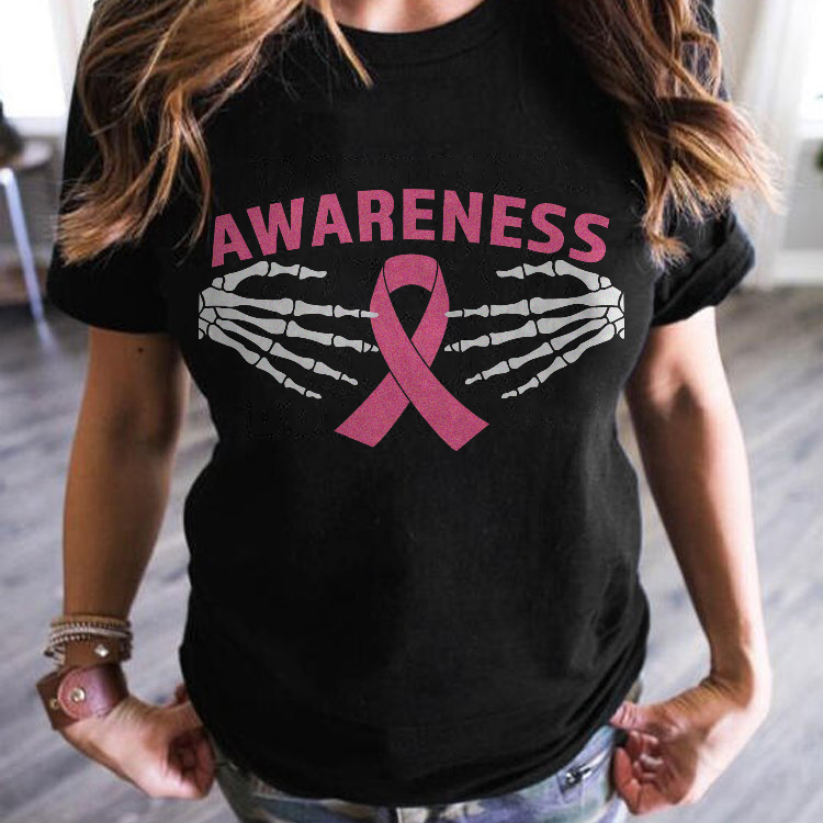 Breast Cancer Awareness Skeleton Hands T-Shirt