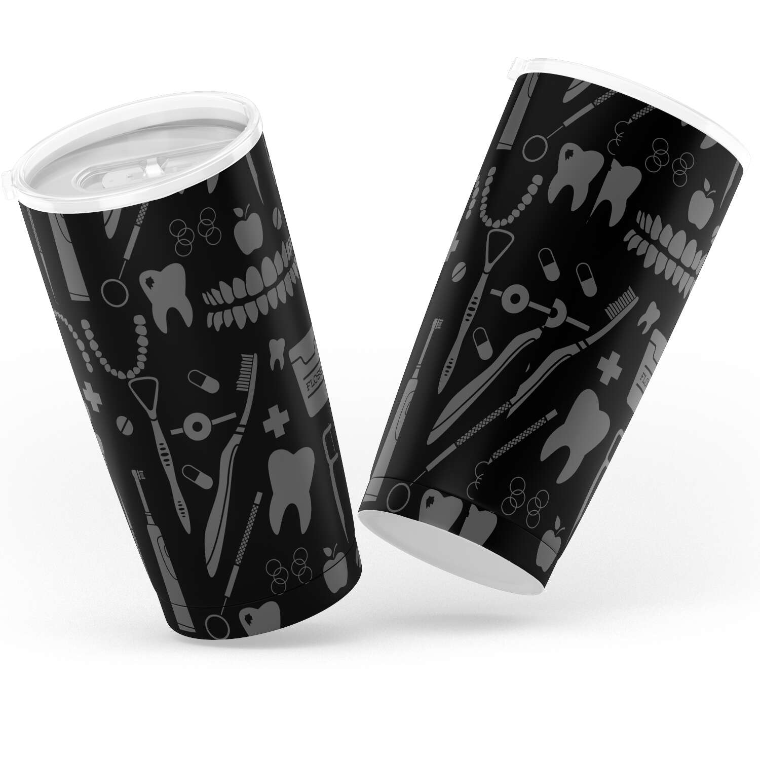 Dental Pattern Black Tumbler