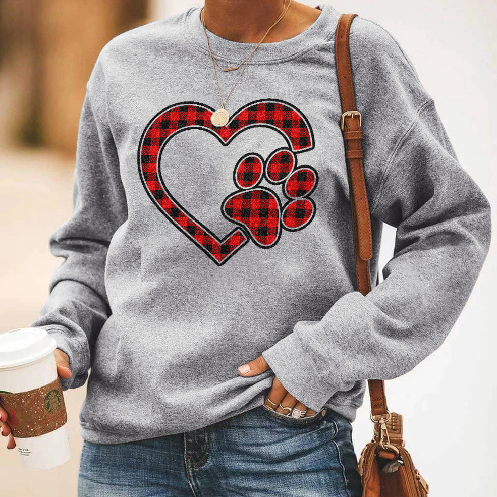 Plaid Heart Paw Sweatshirt