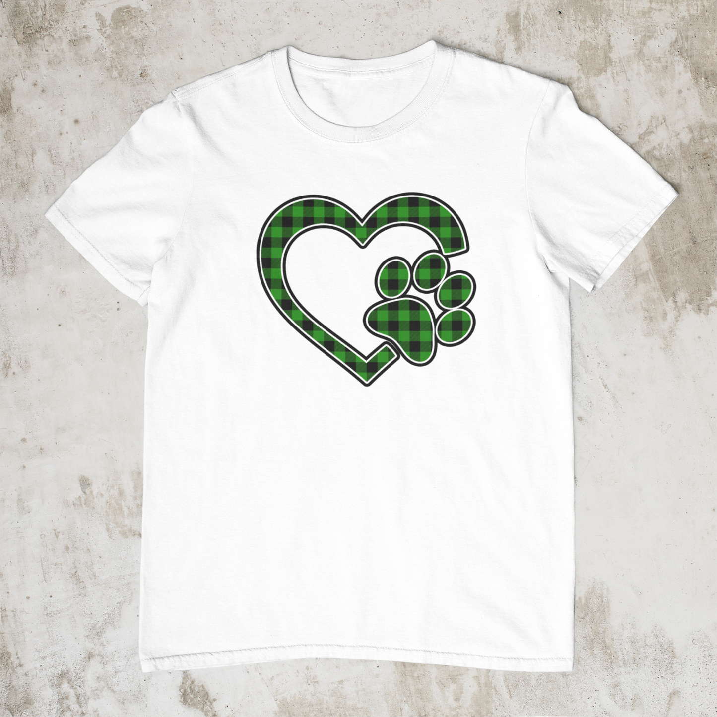 Heart Paw Green Plaid T-Shirt