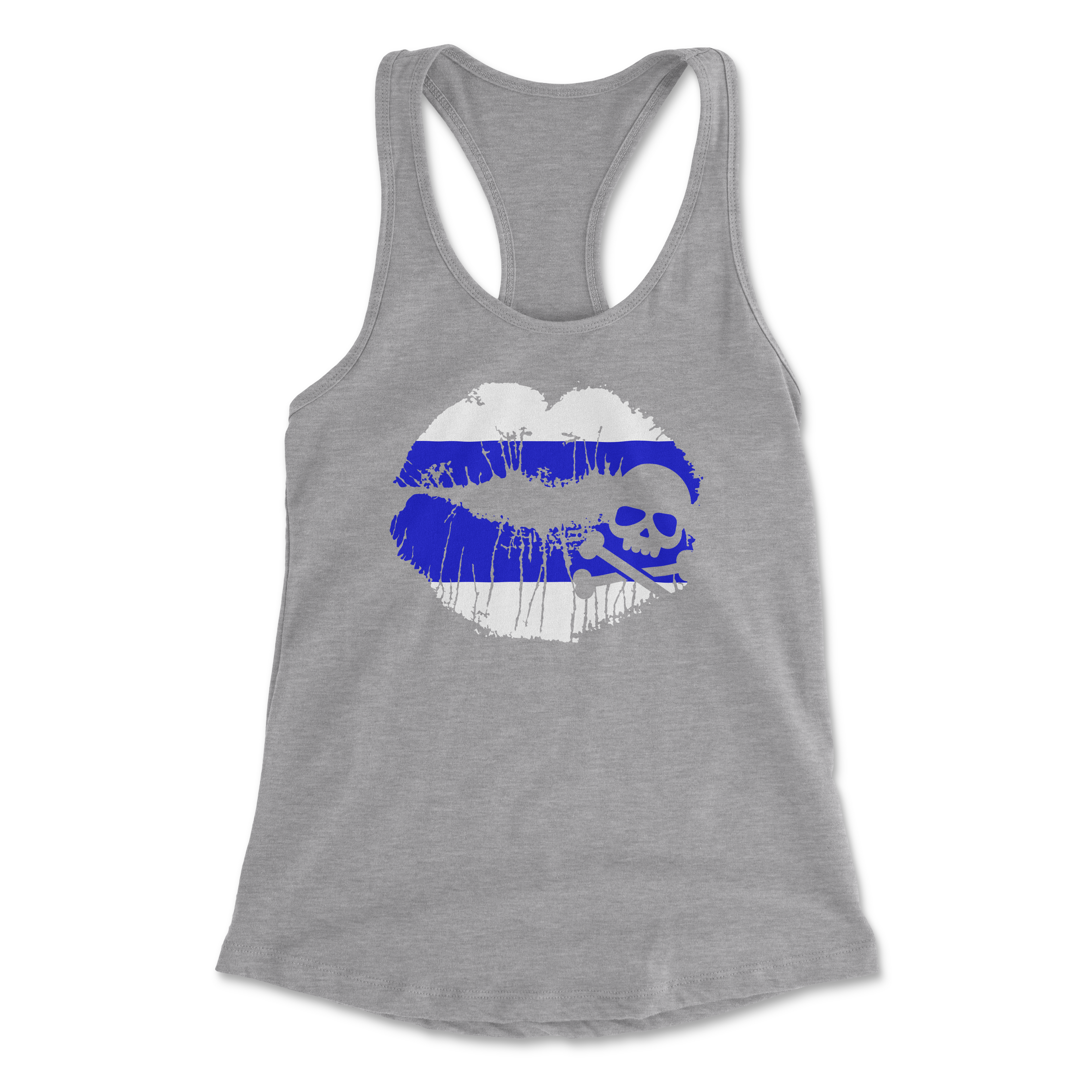 Thin Blue Line Skull Lips Women's Racerback Tank