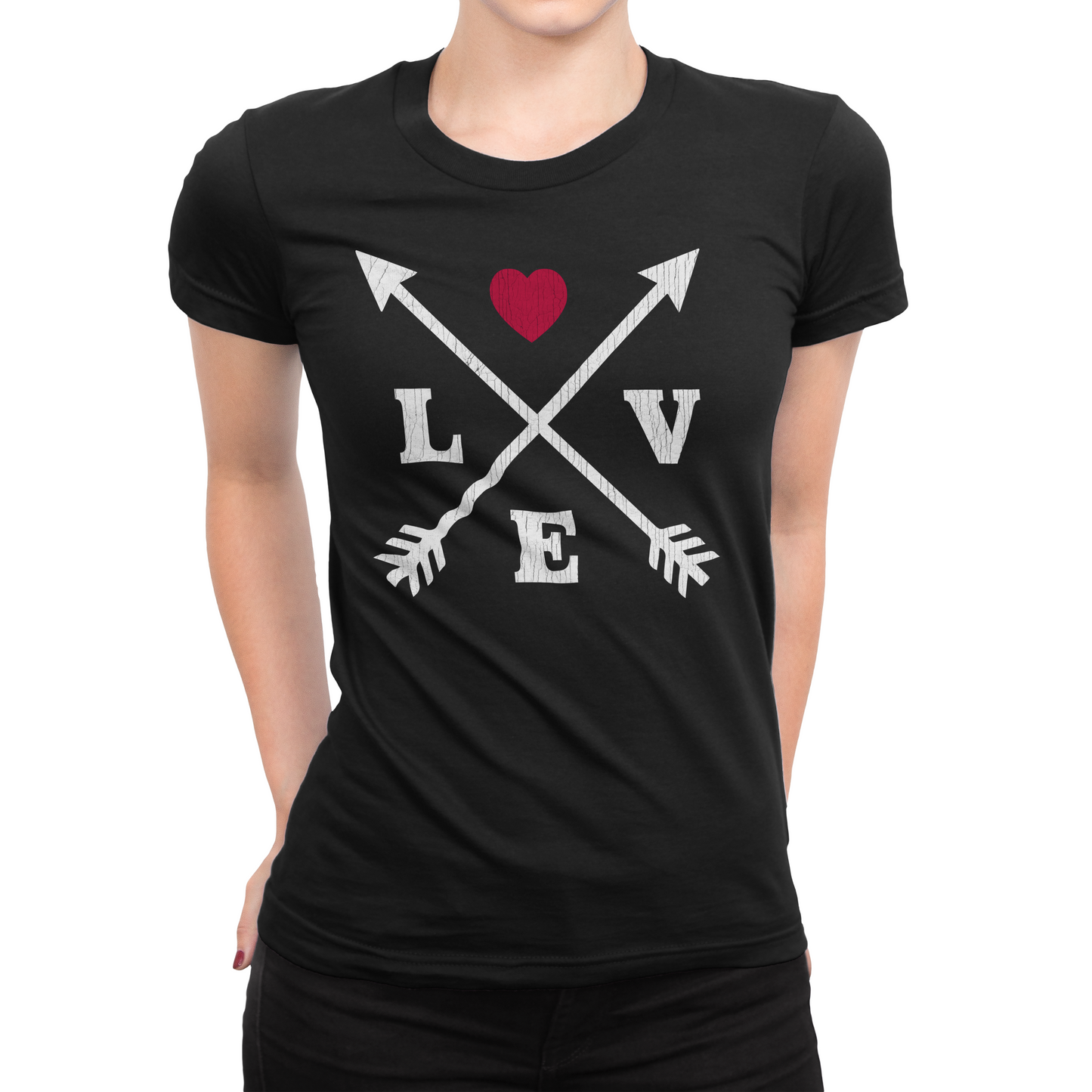 Thin Red Line Love Arrows Distressed Women's T-shirt