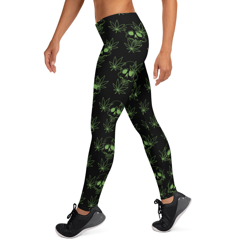 Skull Cannabis Leaf Leggings