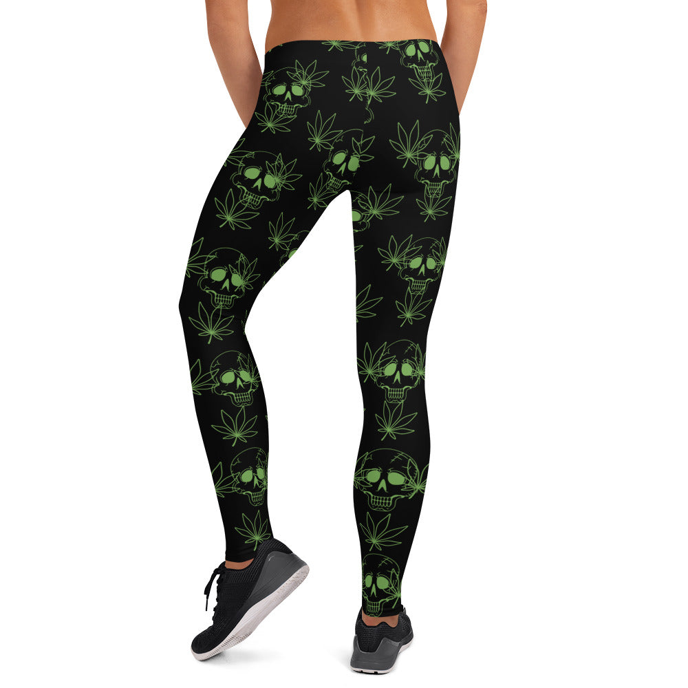 Skull Cannabis Leaf Leggings