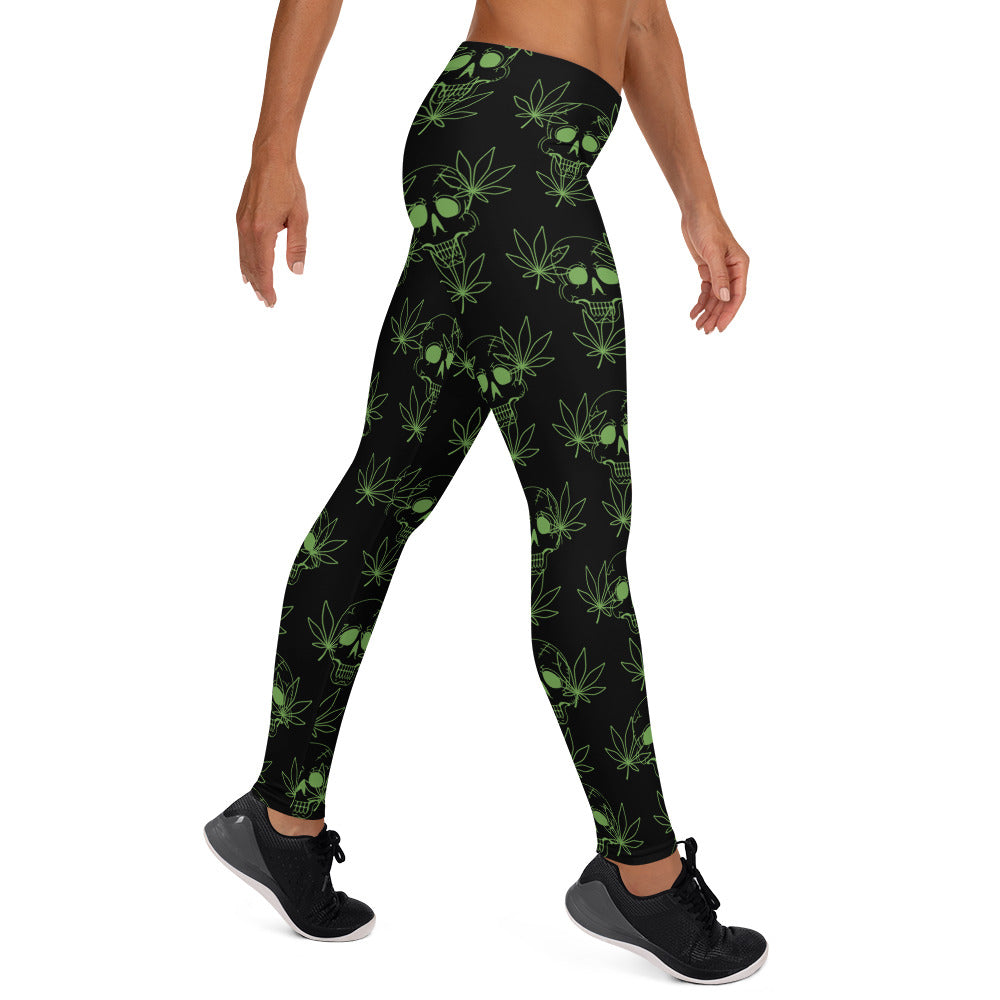 Skull Cannabis Leaf Leggings