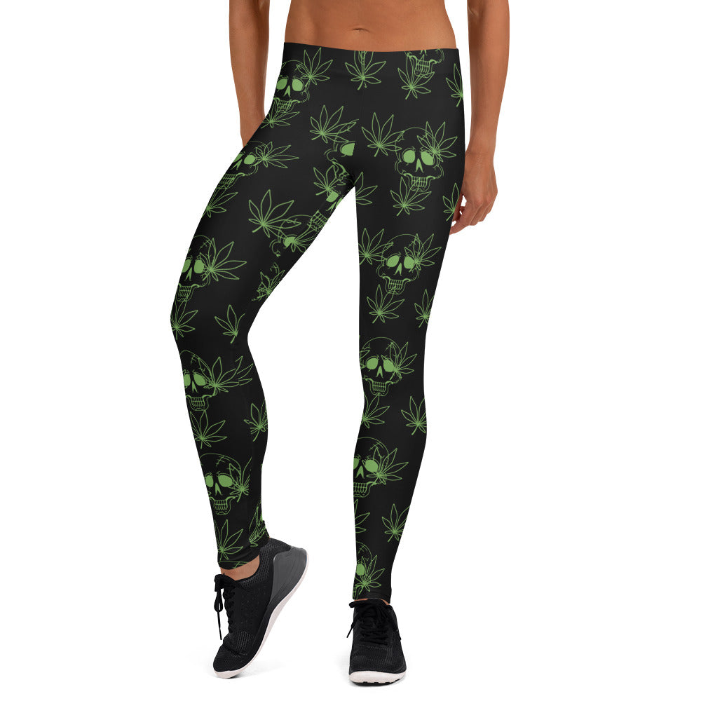 Skull Cannabis Leaf Leggings