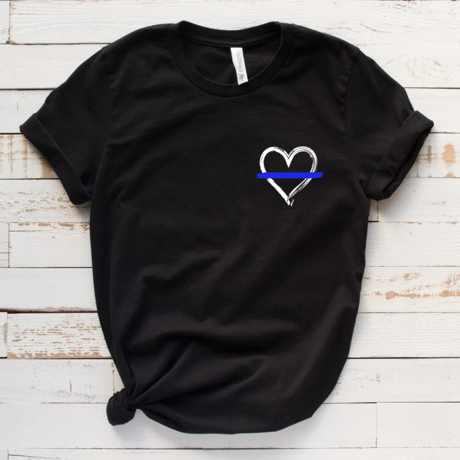 Paint Stroke Thin Blue Line Heart Unisex T-shirt