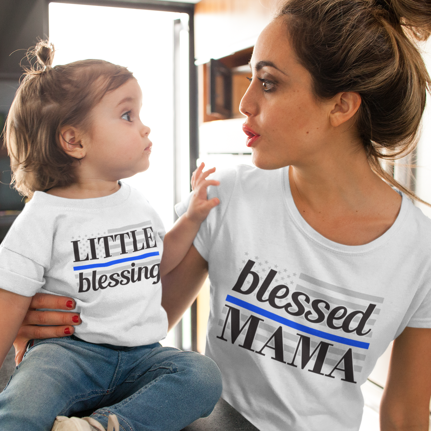 Blessed Mama Thin Blue Line (Matching Set)
