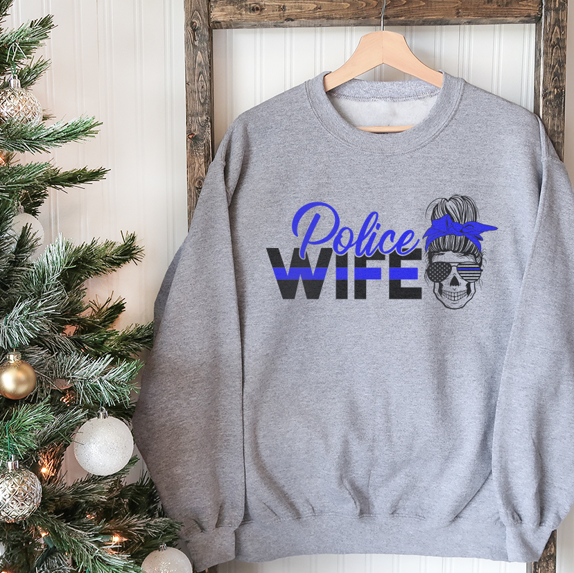 Police Wife Messy Bun Unisex Crewneck Sweatshirt