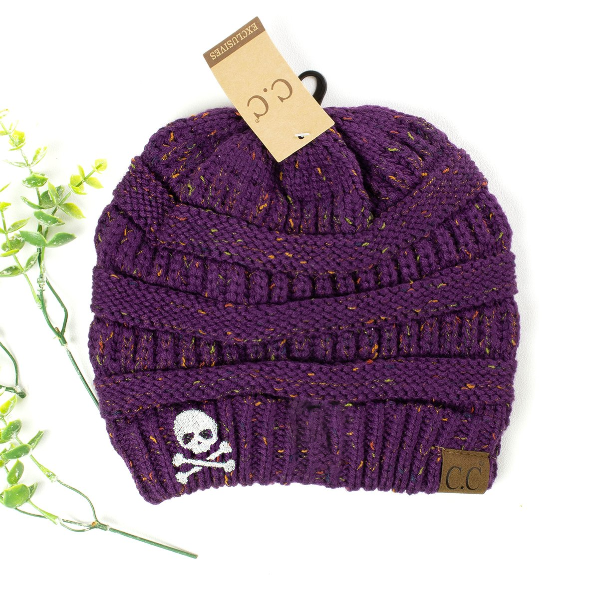 Skull & Crossbones Women's Flecked CC Beanie