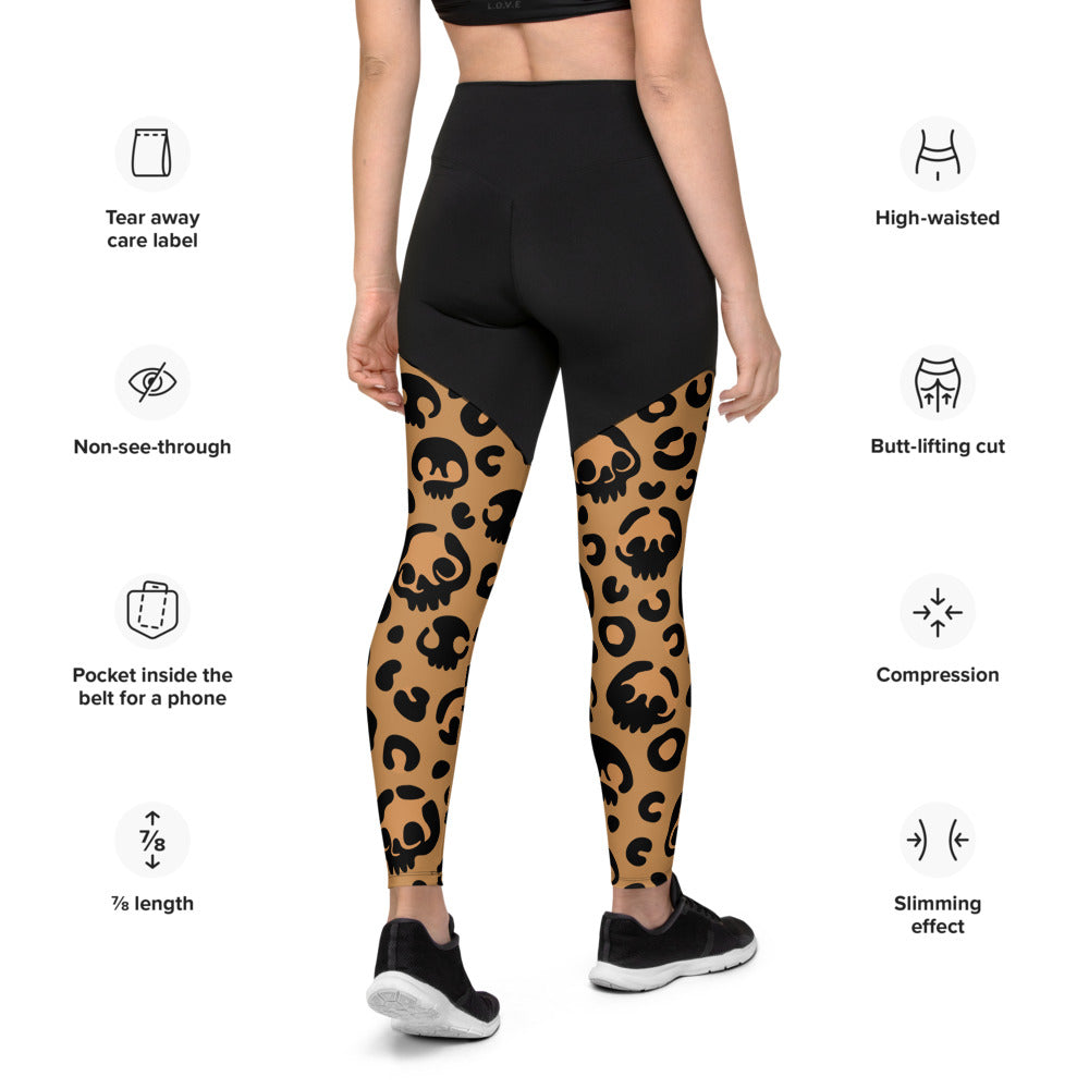 Skull Leopard Sports Leggings