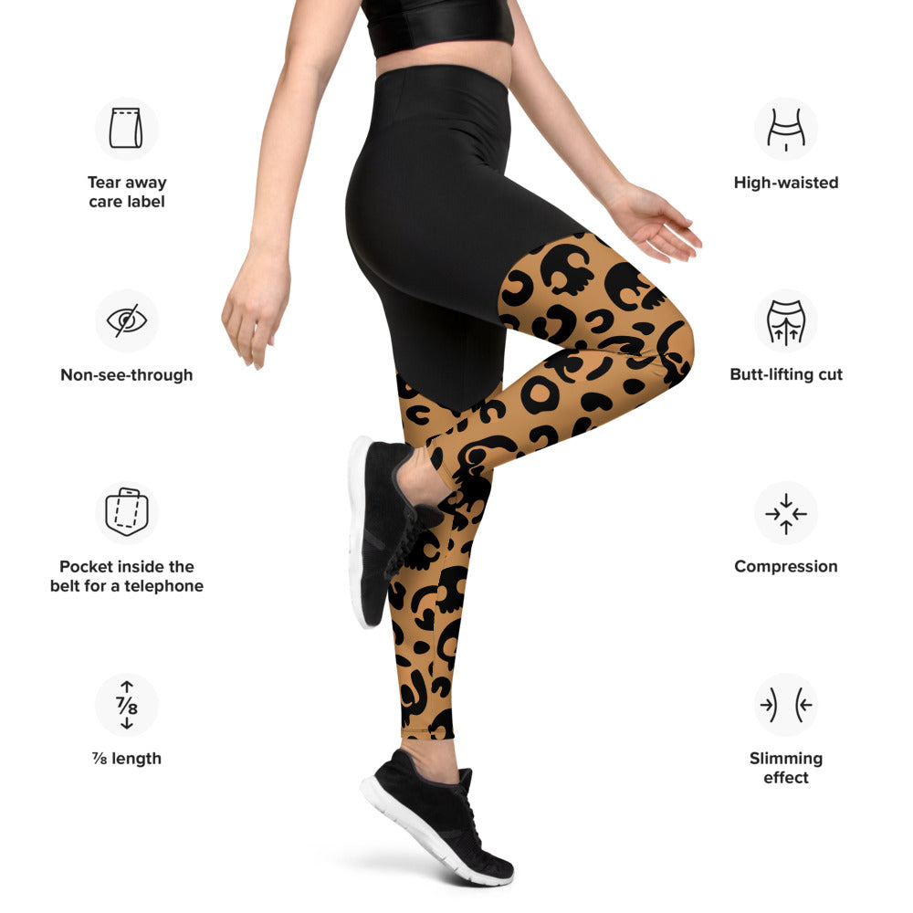 Skull Leopard Sports Leggings