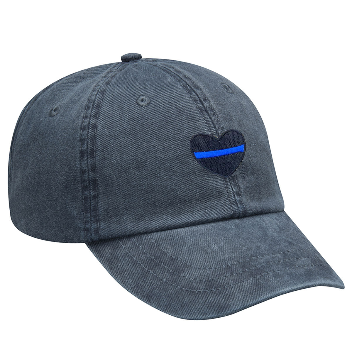 Thin Blue Line Heart Embroidered Baseball Cap