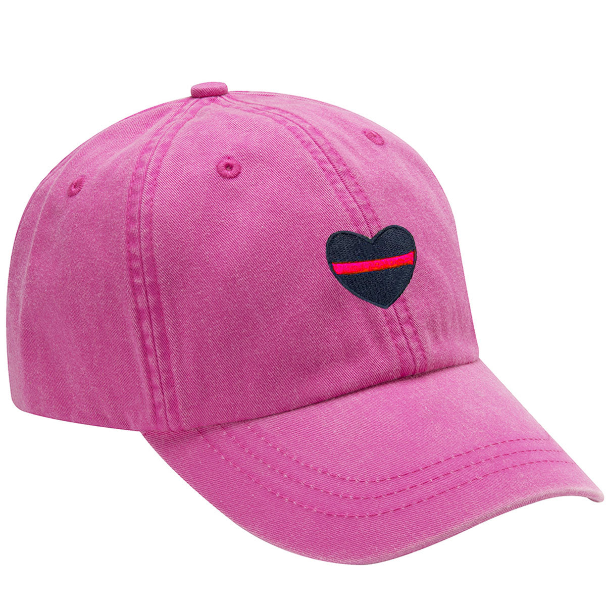 Thin Red Line Heart Embroidered Baseball Cap