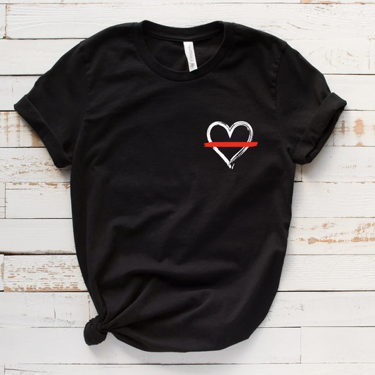Paint Stroke Thin Red Line Heart Unisex T-shirt