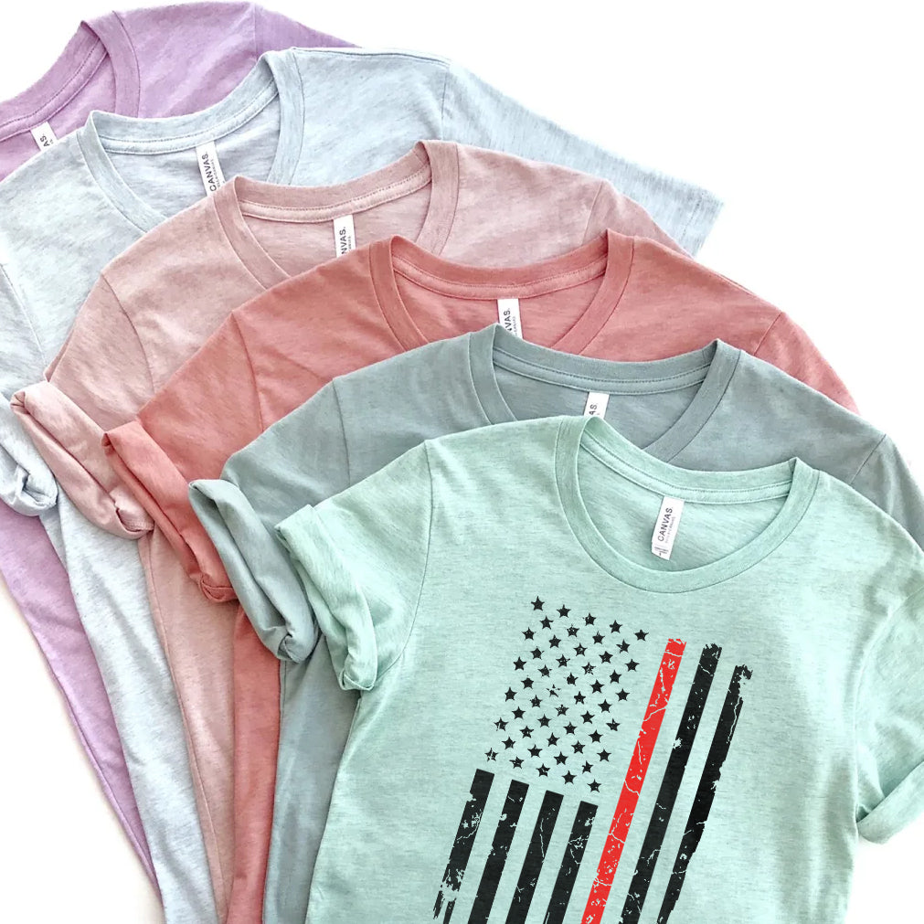 Thin Red Line Distressed Flag Prism Tees