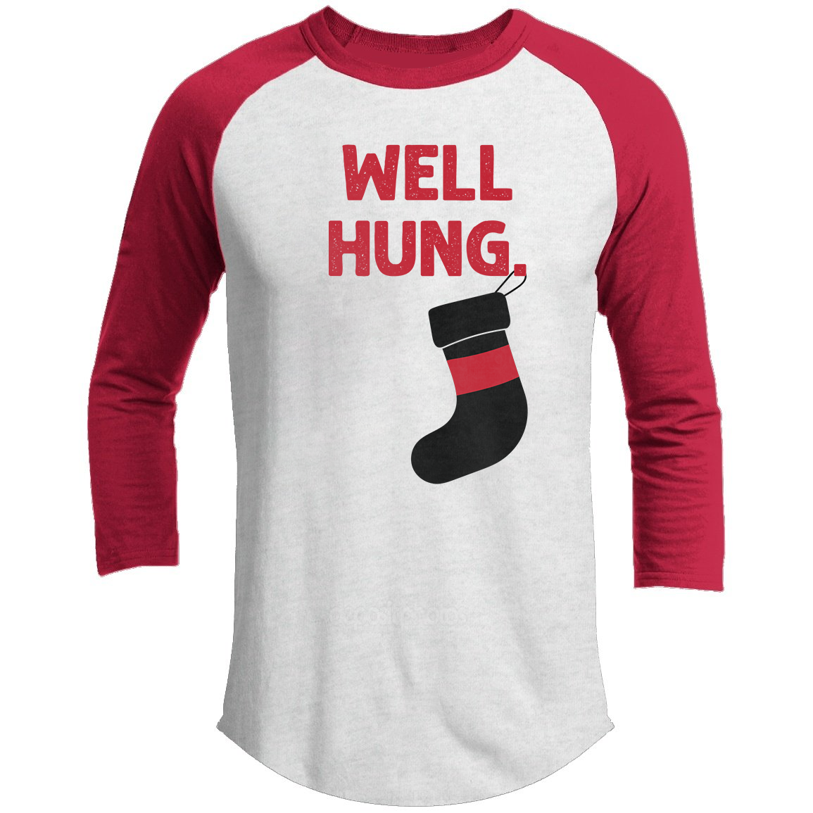 Well Hung Thin Red Line Christmas Raglan