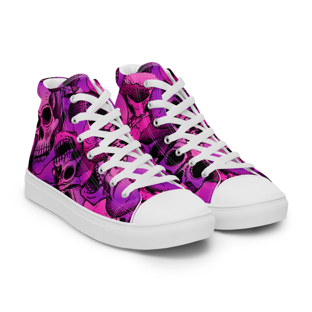 Skull Stack Women’s High Top Canvas Shoes